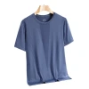 Summer new men's ice silk short-sleeved T-shirt, thin, casual, loose, large-sized half-sleeved shirt, round-neck quick-drying top Item Picture